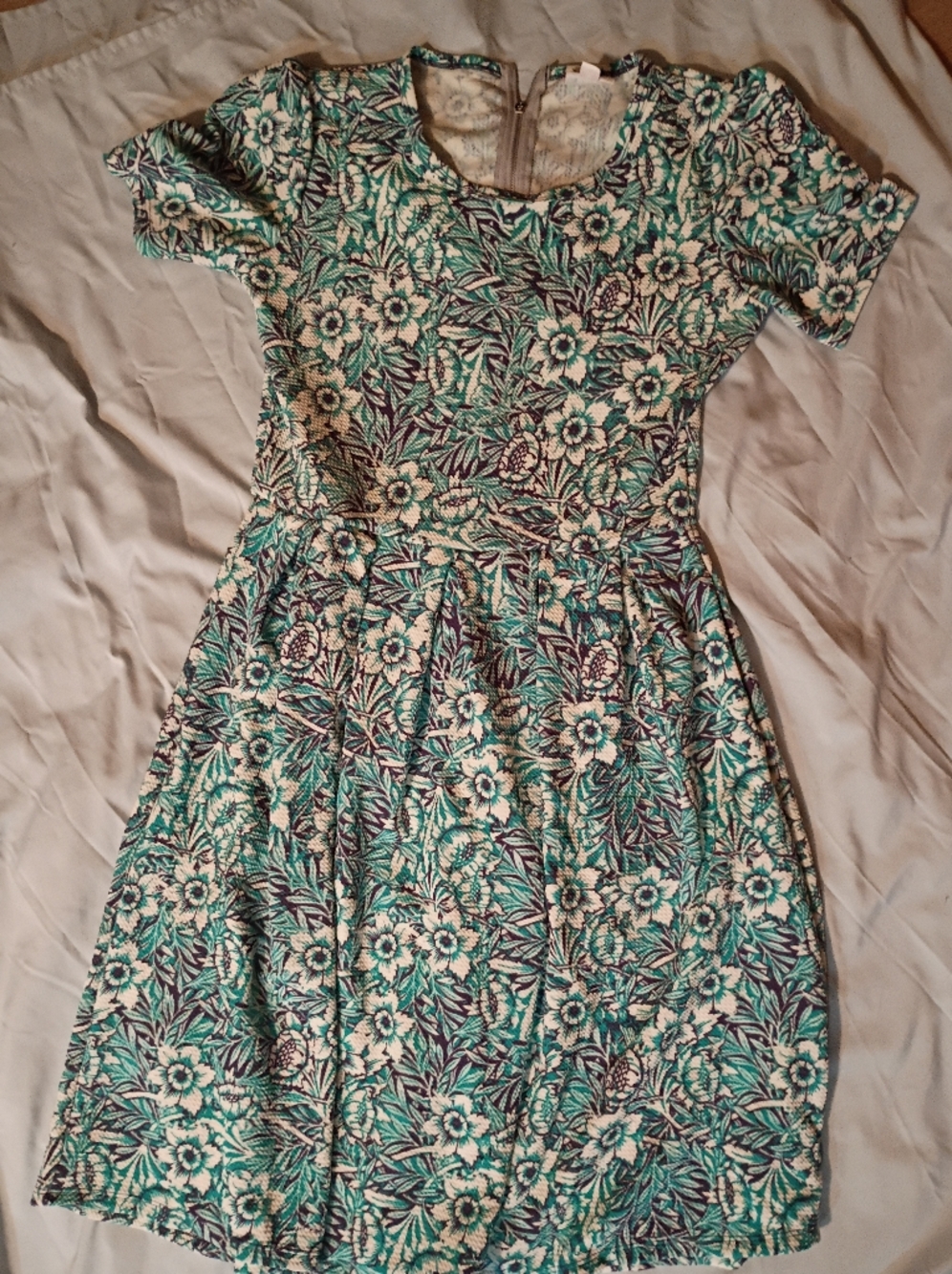 LuLaRoe Multicolor Logo Top with Teal and Navy Accents